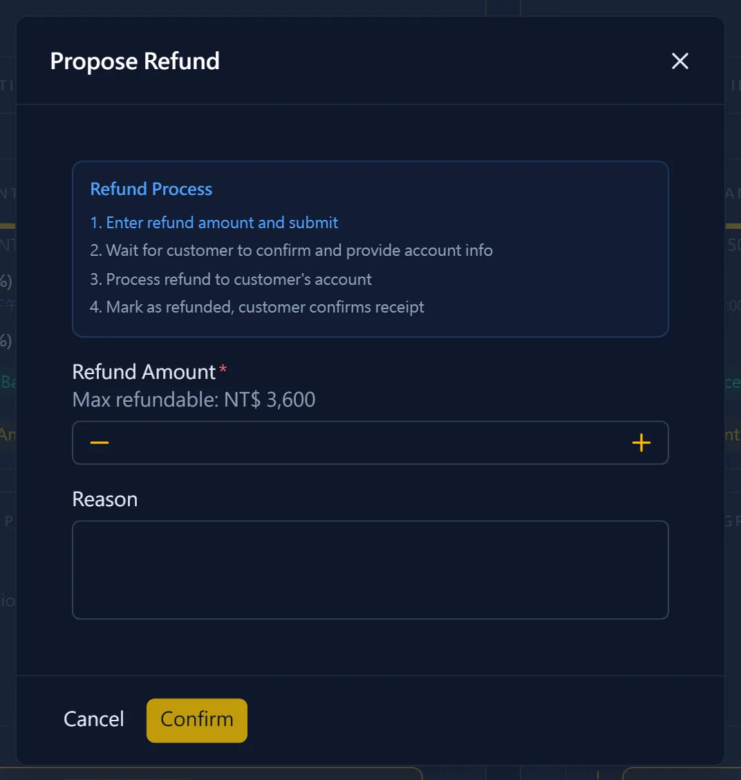 Propose the refund