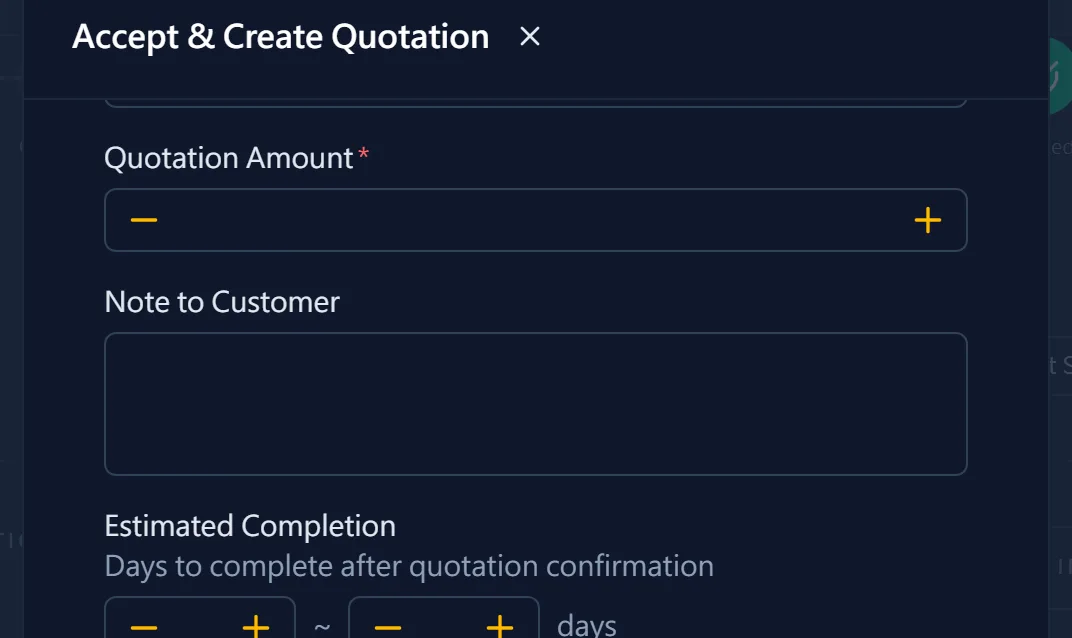 Set the amount and turnaround