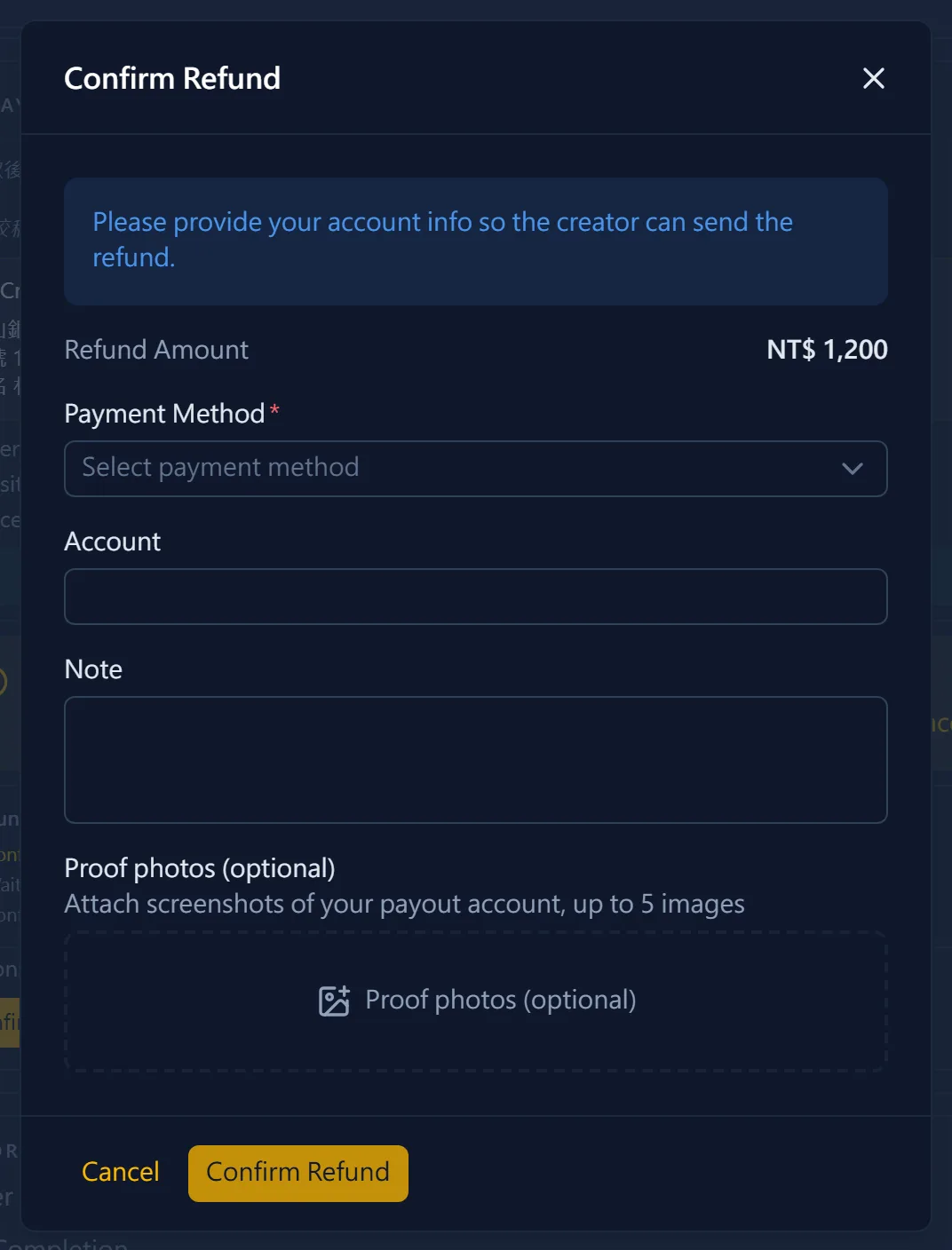 Supply your account